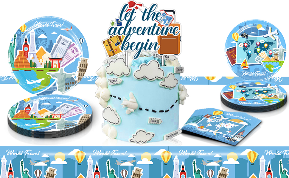 Amazon.com: Travel Theme Birthday Party Supplies Around The World Party ...