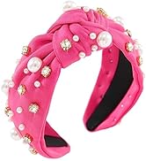 Gmmidea Pearl Knotted Women Headband Sparkle Rhinestone Jeweled Headband Wide Knot Crystal Embell...