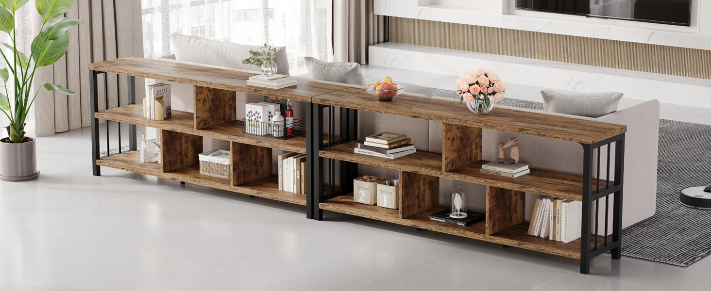 IBF Bookshelf, Farmhouse 63” Long Open Book Shelf, Wood