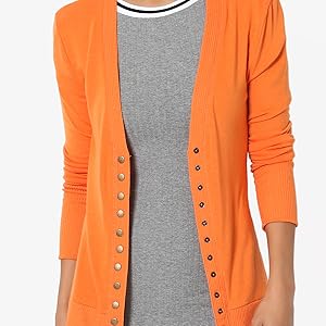 TheMogan Women's Classic Snap Button Front V-Neck Long