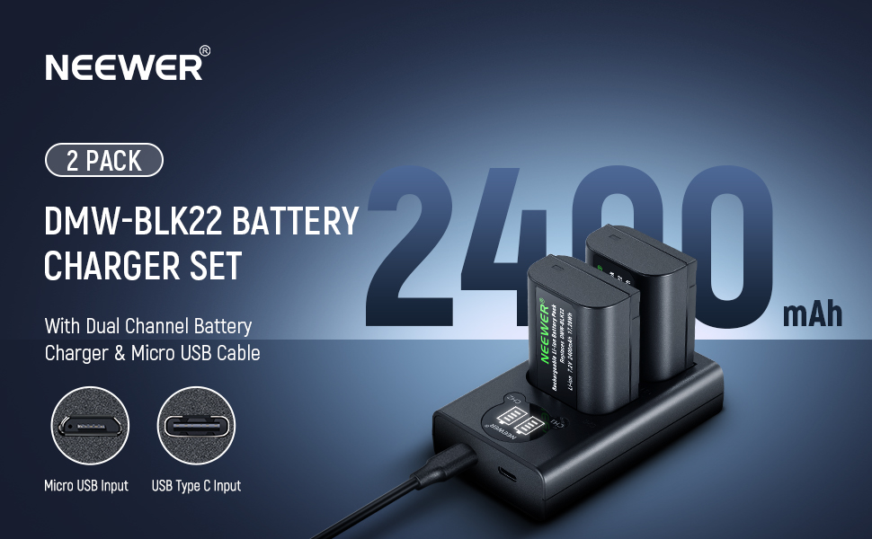 Kit de 2 baterías DMW-BLK22 con cargador doble – Neewer 17 34 ES