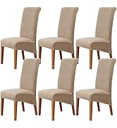 Dining Chair Covers Set of 6 Velvet XL Chair Covers for Dining Chairs Stretch High Back Dining Ch...