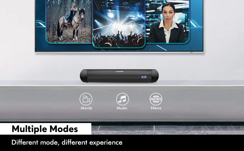 wogree 16 Inches Mini Bluetooth 5.0 TV Speakers Soundbar