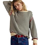 Hixiaohe Oversized Sweaters for Women Striped Cute Knit Sweater Long Sleeve Crew Neck Pullover To...