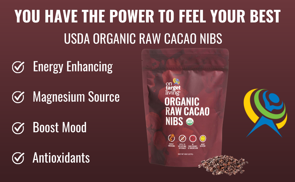 On Target Living Organic Cacao Nibs 8 oz Grocery