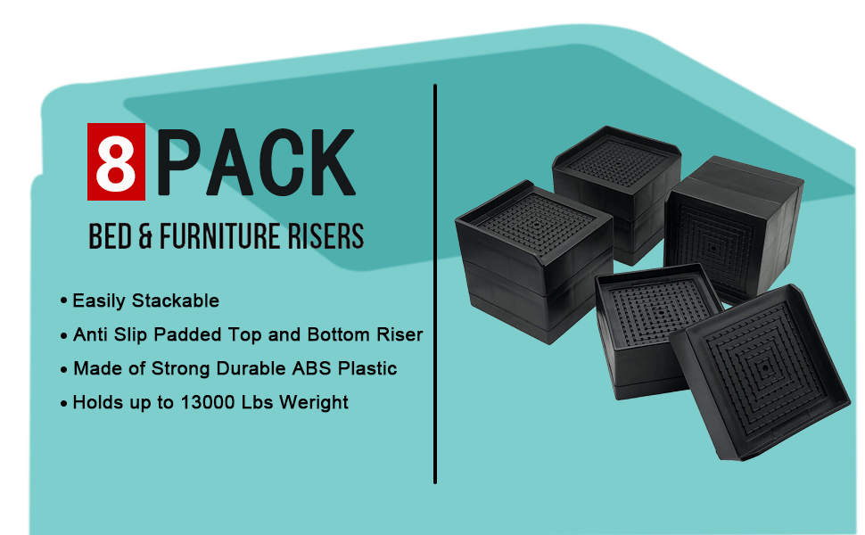 ANNKUT Bed Risers 3inch Heavy Duty, Pack of 8 Furniture