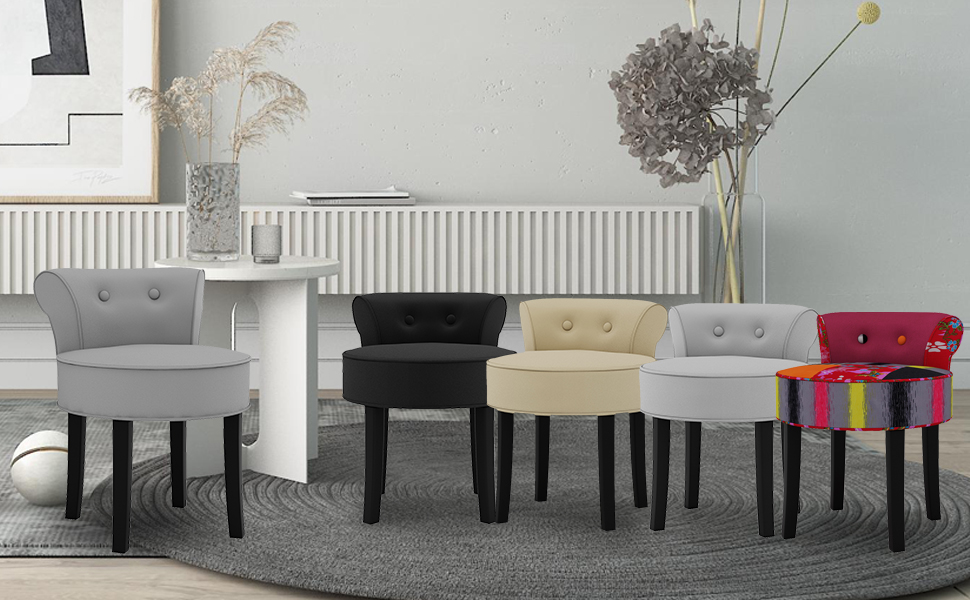 Low Back Bedroom Chair Wood Stool Dressing Table Fabric Stool Fabric