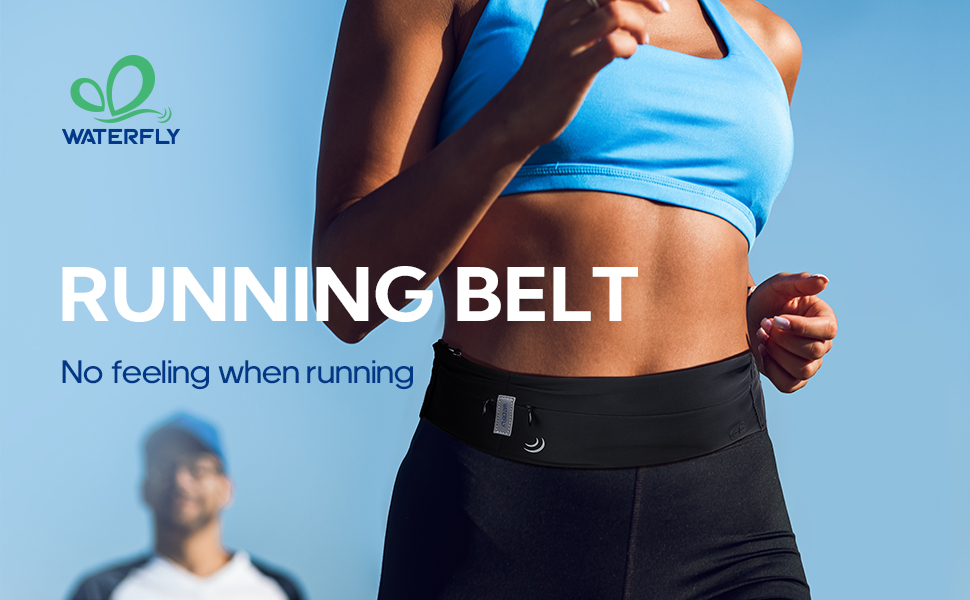 WATERFLY Running Belt Fanny Pack Runner Marathon Jogging Waist Pack