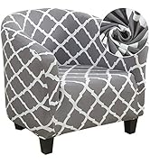 SearchI Club Chair Slipcover,Stretch Spandex Removable Geometric Pattern Armchair Covers, Sofa Co...