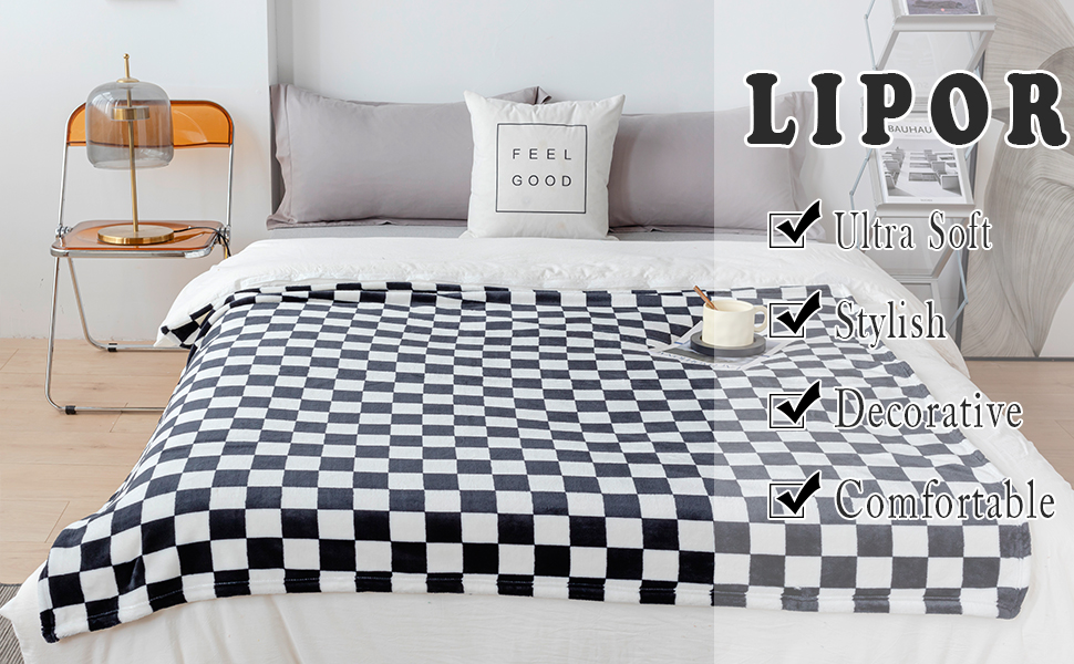 LIPOR Baby Pet Throw Blankets Flannel Blanket Checkerboard