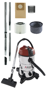 AREBOS Aspirateur Industriel Aspirateur à Eau Et à Sec Aspirateur 1600W 30L  Rouge