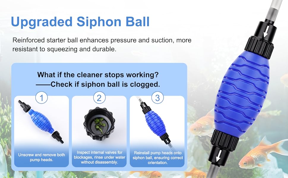 Aquarium Siphon Pump Gravel Cleaner Powerful Fish Tank Vacuum Gravel Cleaning Kit