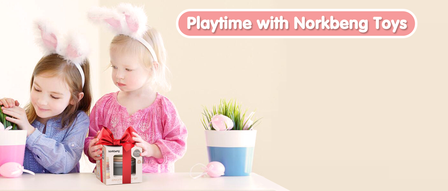 Norkbeng Baby Stacking Cups for 6 12 18 Months, 8 Pieces Rainbow Stacker Tower Bath Toy Sand Toy Rabbit Nesting Cups, Montessori Stacking Game Educational Gift for 1 2 3 Years Old Boys Girls 17 Brand Story