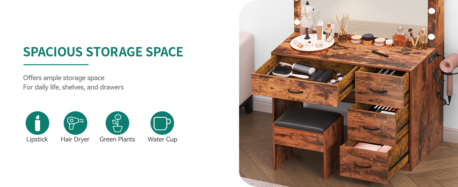 YITAHOME Makeup Vanity Set with Adjustable LED Mirror