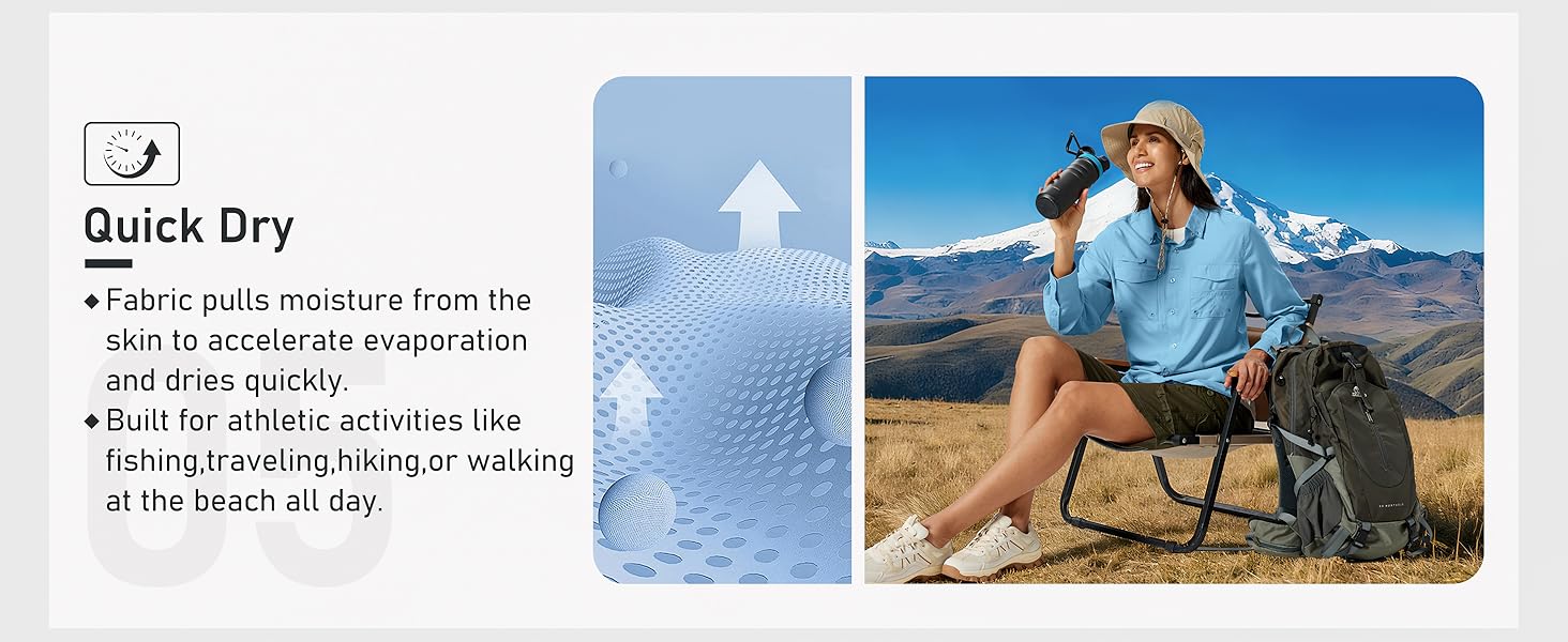 MoFiz Womens UPF 50+ UV Sun Protection Safari Shirts