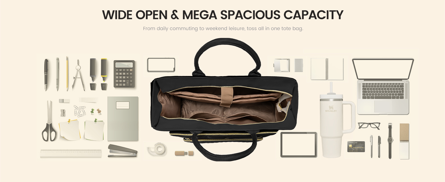 LOVEVOOK 教师笔记本电脑手提袋，适用于女护士工作，配有大杯架电脑钱包