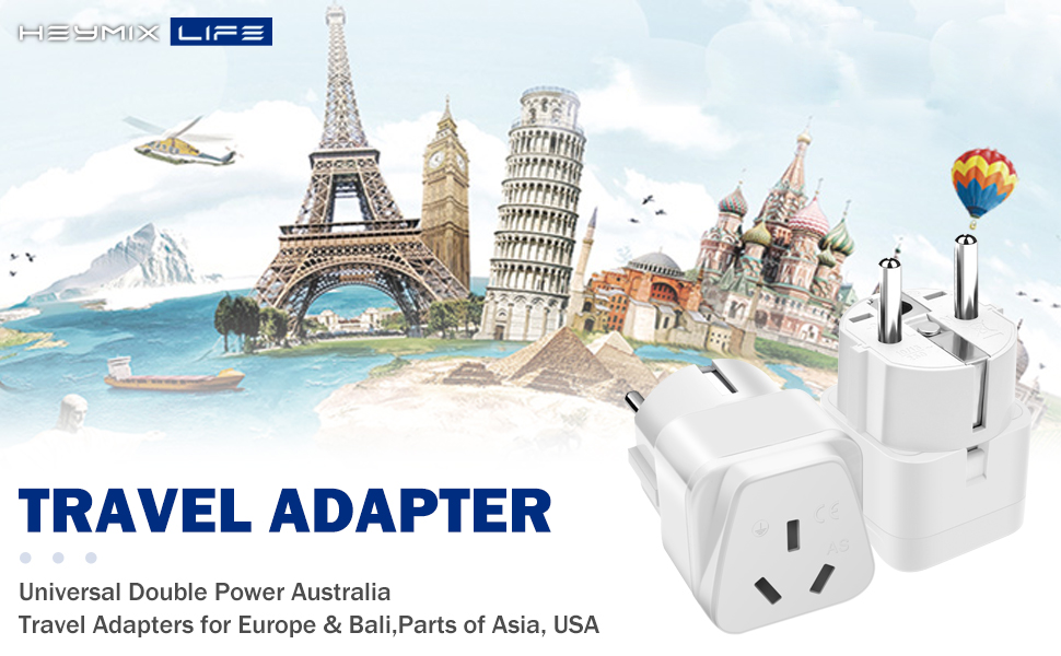 HEYMIX Travel Adapter EU 4Pack,Australia to European Power Adapters