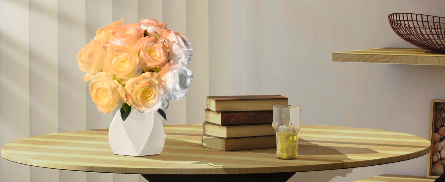 DH EYB 10PCS ColorChanging Artificial Roses Realistic Silk