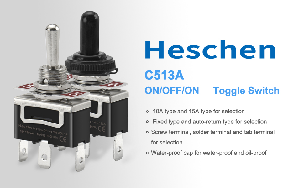 Heschen metalowy przełącznik kołyskowy, C513A, SPDT