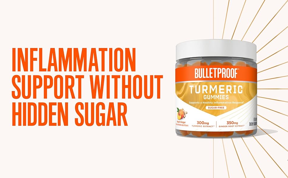 Bulletproof SugarFree Peach Ginger Turmeric Gummies, 60