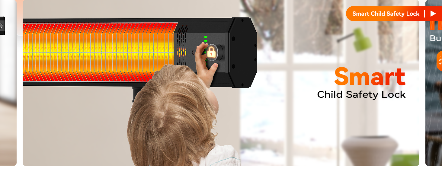 HETRAROOT 1500W Outdoor Heaters for Patio with 9 Heating Levels, IP65 Waterproof, 9H Timer