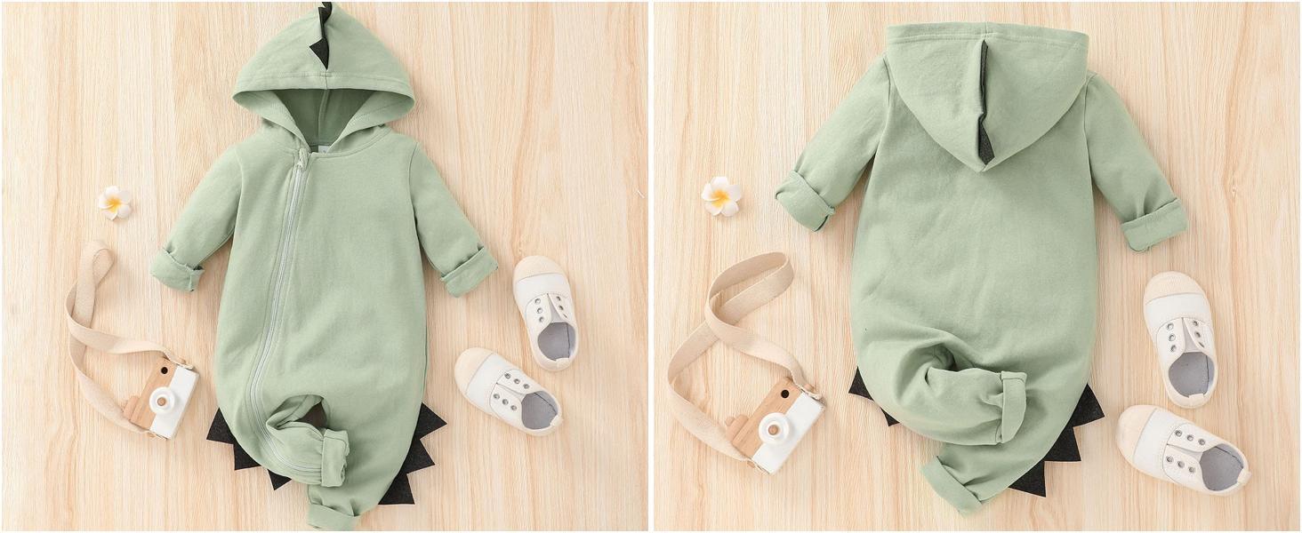 Newborn Baby Boys Girls Cartoon Dinosaur Halloween Outfit Hoodie Romper Jumpsuit Outfits Clothes