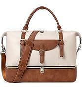 CLUCI Weekender Bag for Women Leather Large Overnight Travel Duffel Bag with Shoe Compartment Bei...