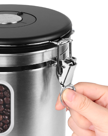 2800ML Airtight Coffee Canister with Date Tracker and Transparent Window, 35OZ Coffe Beans Storage with 30ML Measure Spoon&4 co2 Valve, Coffee Container for Grounds Coffee, Beans, Tea, Sugar, Flour 15 coffee tin airtight 500g