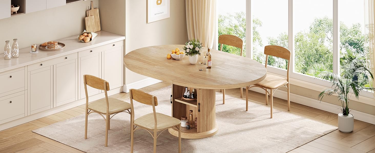 EXTENDABLE round wood dining table round dining room table kitchen table round circle table