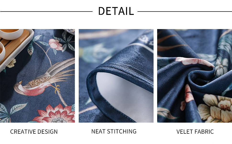 patdrea Vintage Chinoiserie Floral Birds Tablecloth Thick