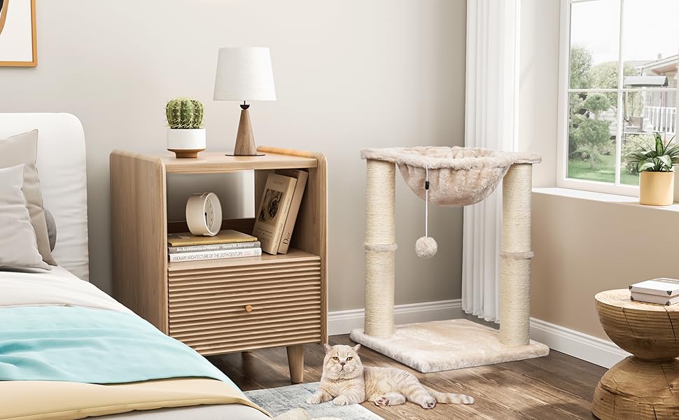 HOMIDEC Cat Scratching Post, 50cm Cat Tree with Cat Hammock Bed, Scratching Posts for Indoor