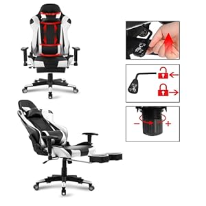 WOLTU Sedia Gaming Sedie Da Ufficio Girevole Poggiapiedi Retrattile Poltrona PU Verde 17 SEDIA GAMING