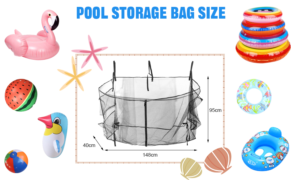 Pool Float Storage Bag,Adjustable Pool Toys Organizer