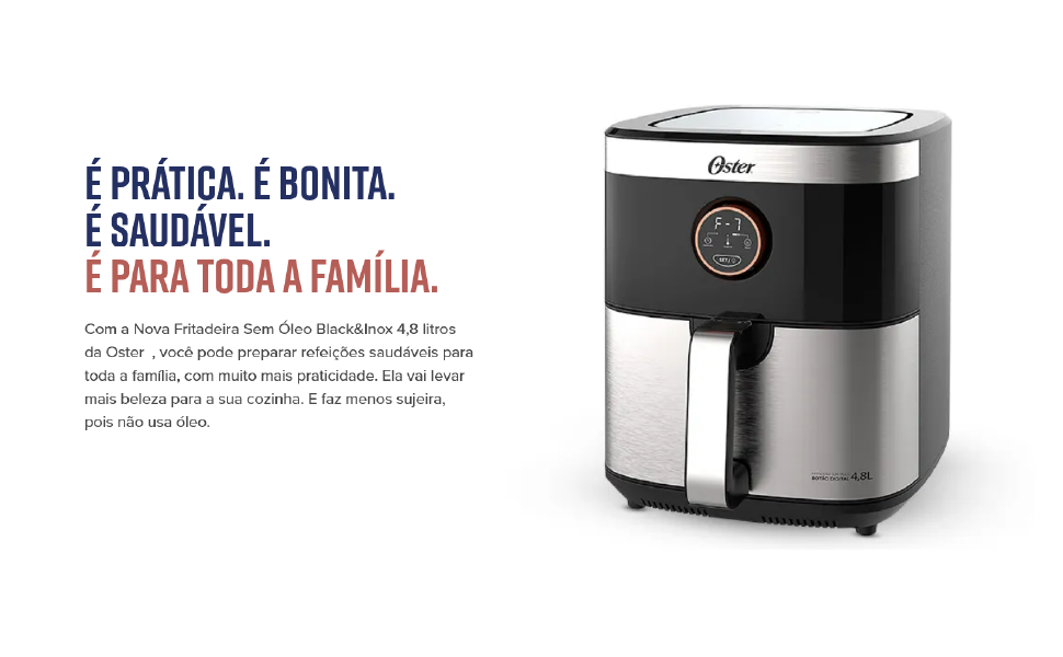 Fritadeira Oster Sem Óleo 2 em 1 Black, 4,8L