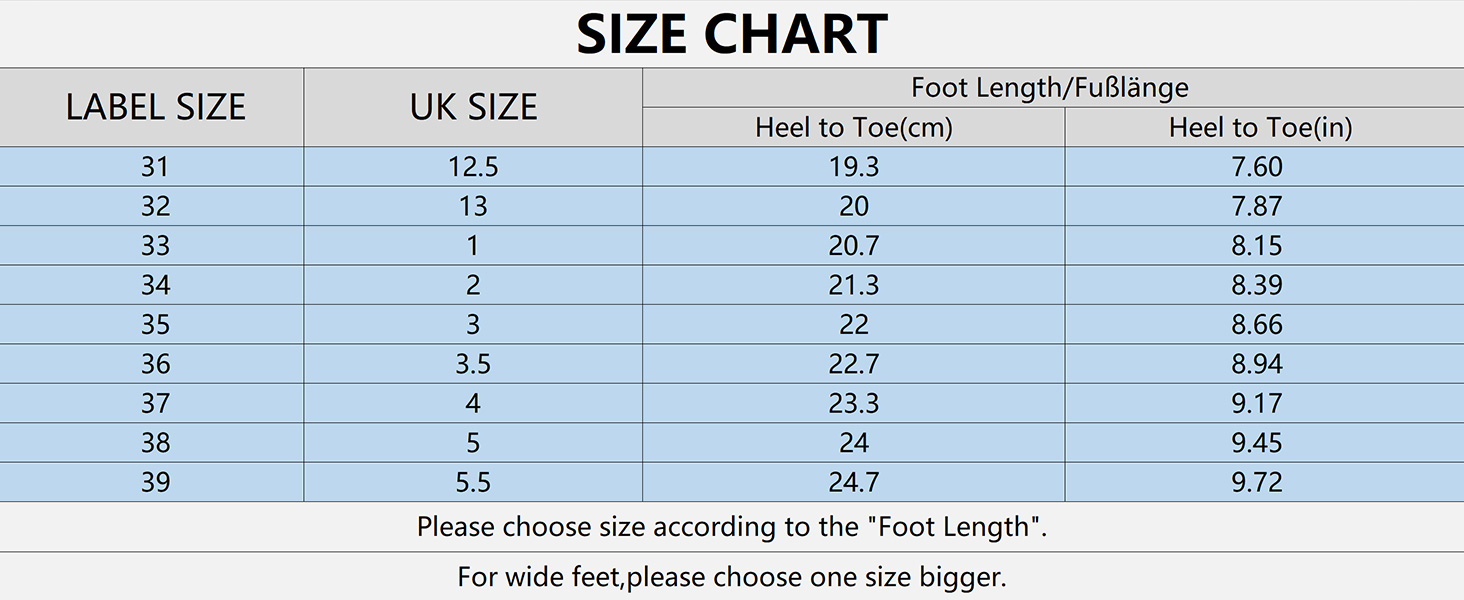 TXJ SIZE CHART