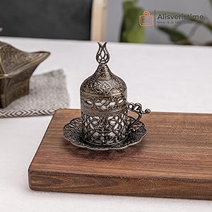 Antique Green Coffee Set, Ottoman Artistry, Gift Idea, Care Instructions, Special Box Packaging