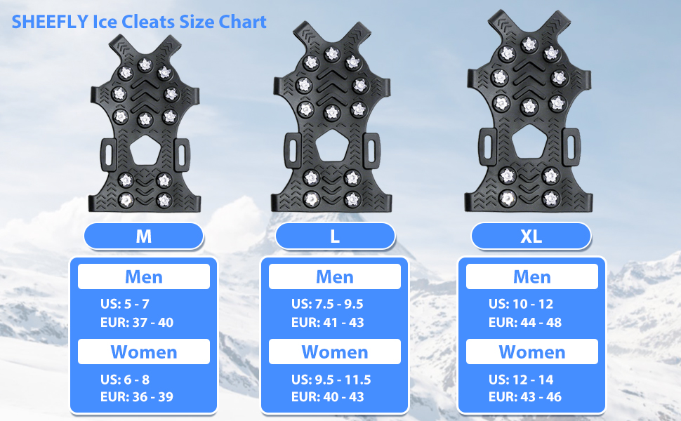 SHEEFLY Crampons Ice Cleats for Winter Boots, Upgraded Microspikes Anti