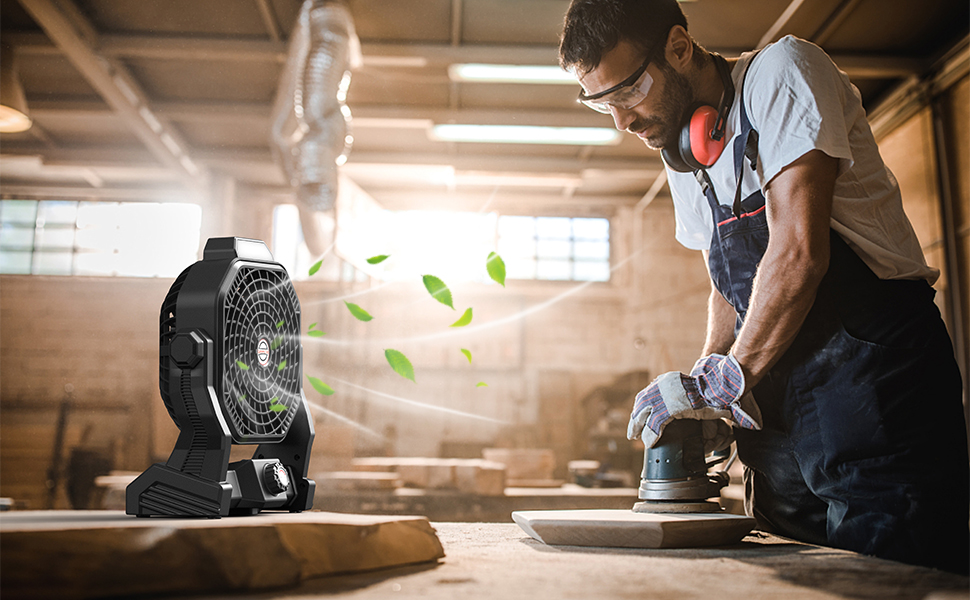 Camping Fan, Camping Fan Rechargeable with LED Lantern & Hanging Hook