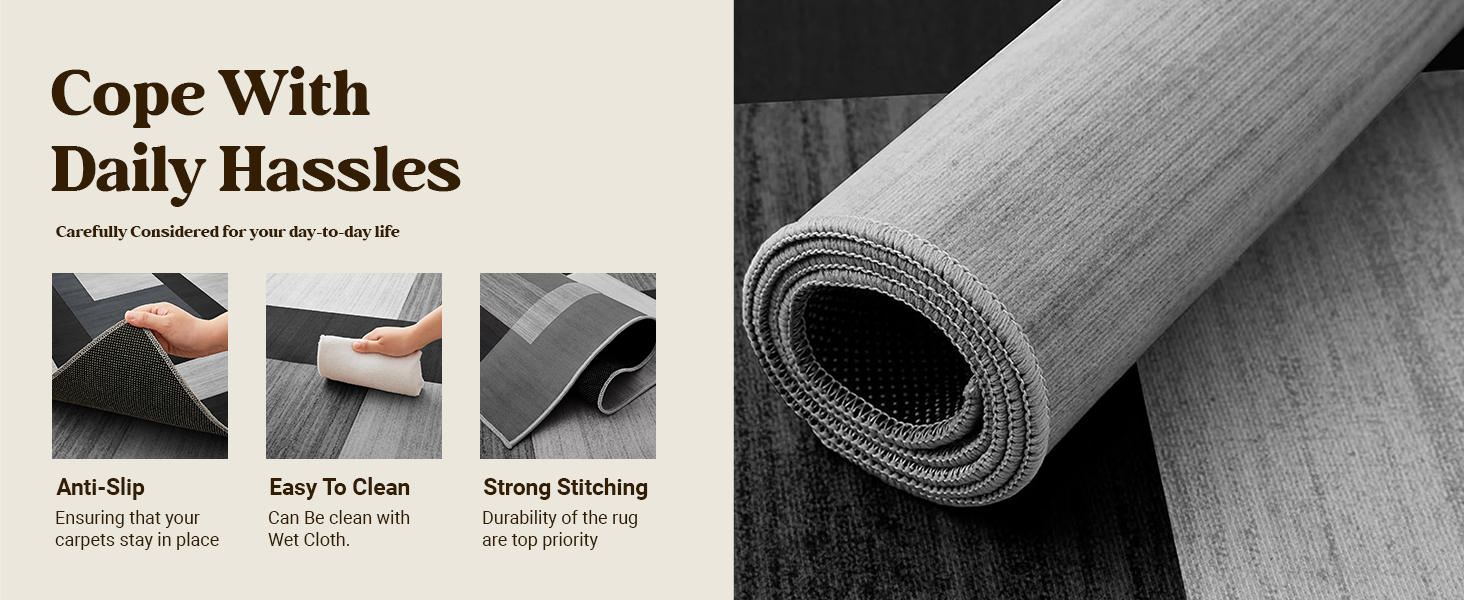 Printed Rug Milo Black & Grey