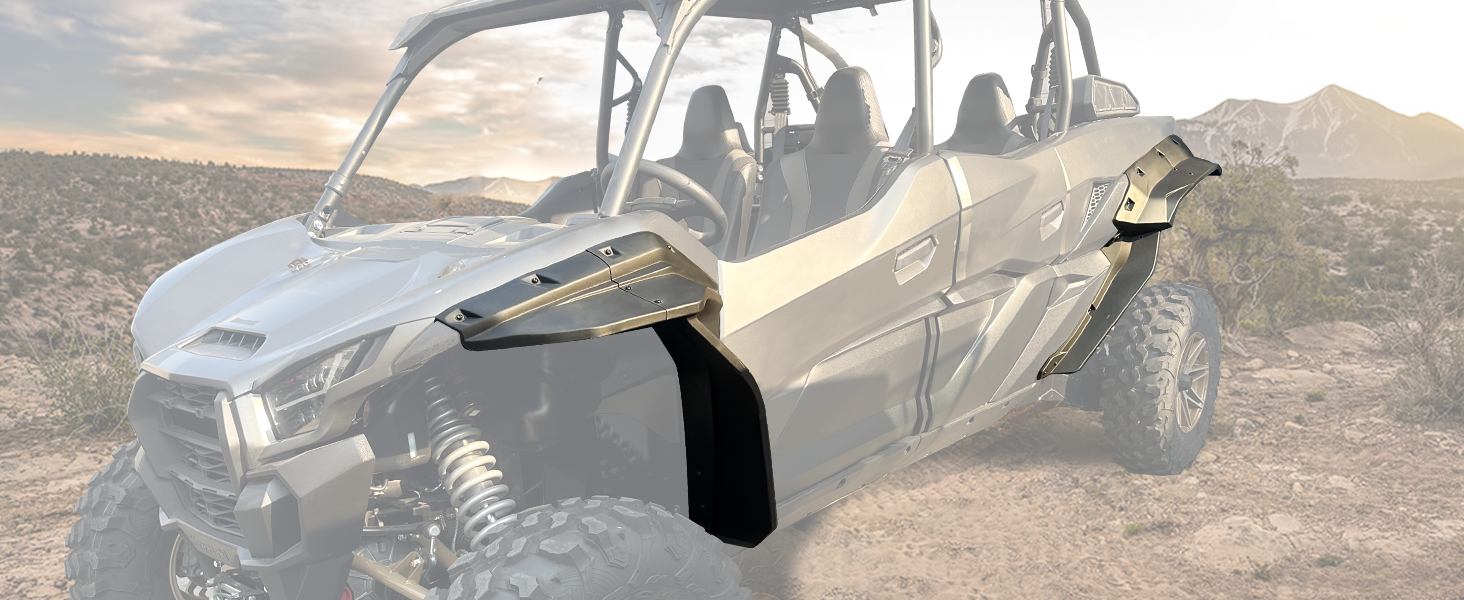 CPOWACE KRX4 Extended Fender Flares, Front Rear XXL Mud