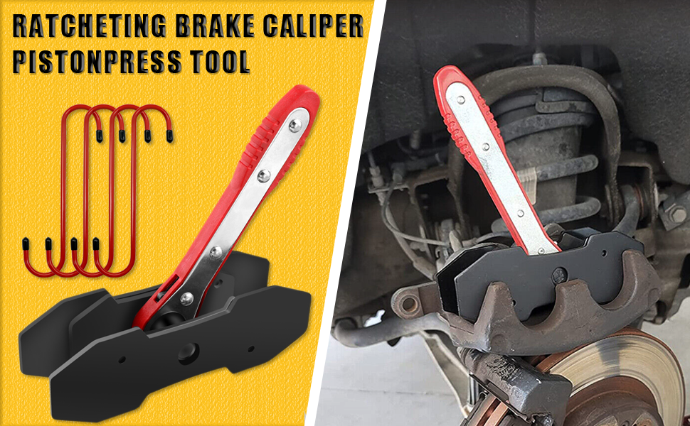 Brake Caliper Press Tool and 4PCS Hangers 360 Degree Swing