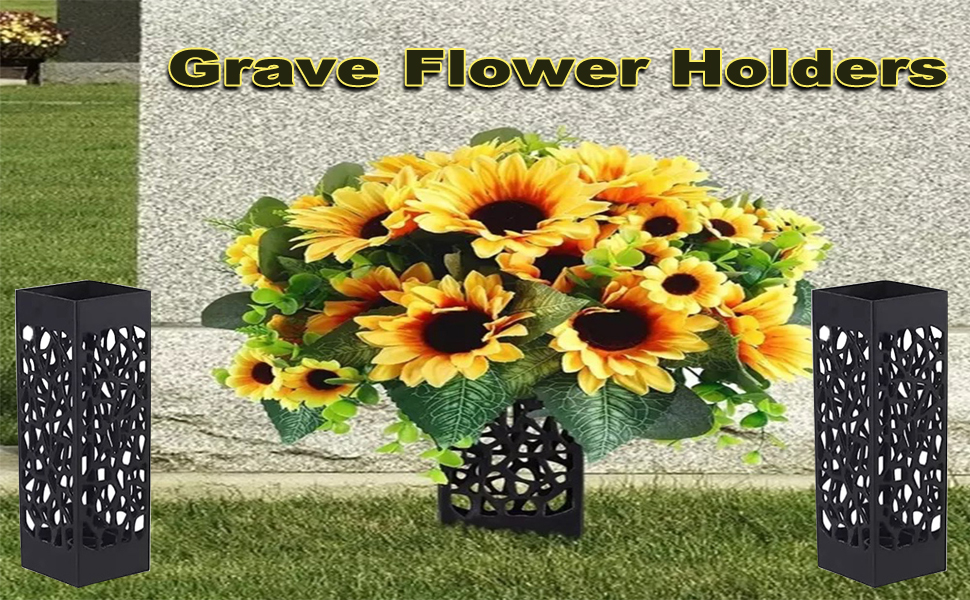 4PCS Grave Flower Holders, Grave Vases with Spike, Memorial Cemetery