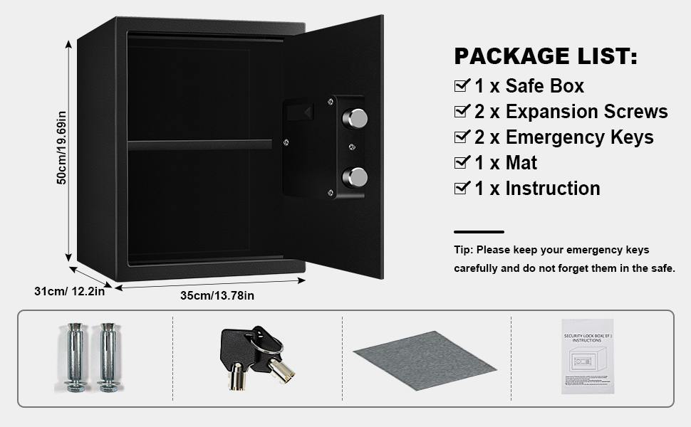 2.5 Cubic Feet Home Safe Fireproof Waterproof, Digital Home Security