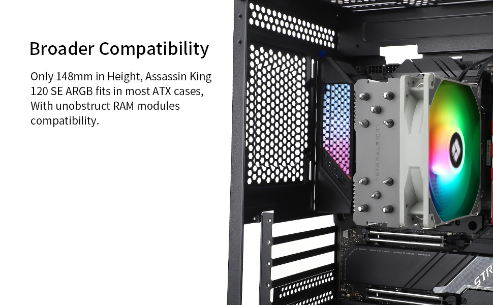 Thermalright Assassin King 120 SE ARGB CPU Air Cooler, 5 Heatpipes Heatsink Cooling, TLC12CS