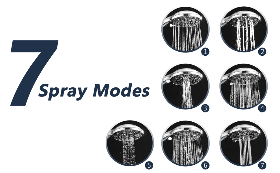 UCLIMAA Rainfall 8 Inch Shower Head with High Pressure Handheld Spray