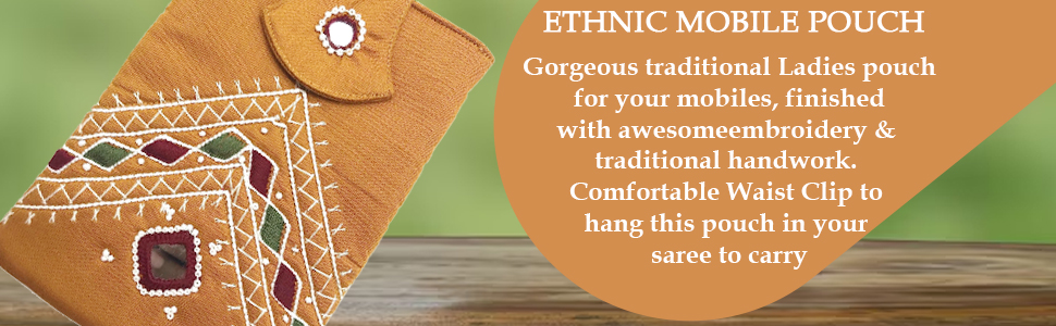 SriAoG  Handicraft Ladies Traditional Mobile Phone Pouch Cotton Wallet,   SPN-MX9E8
