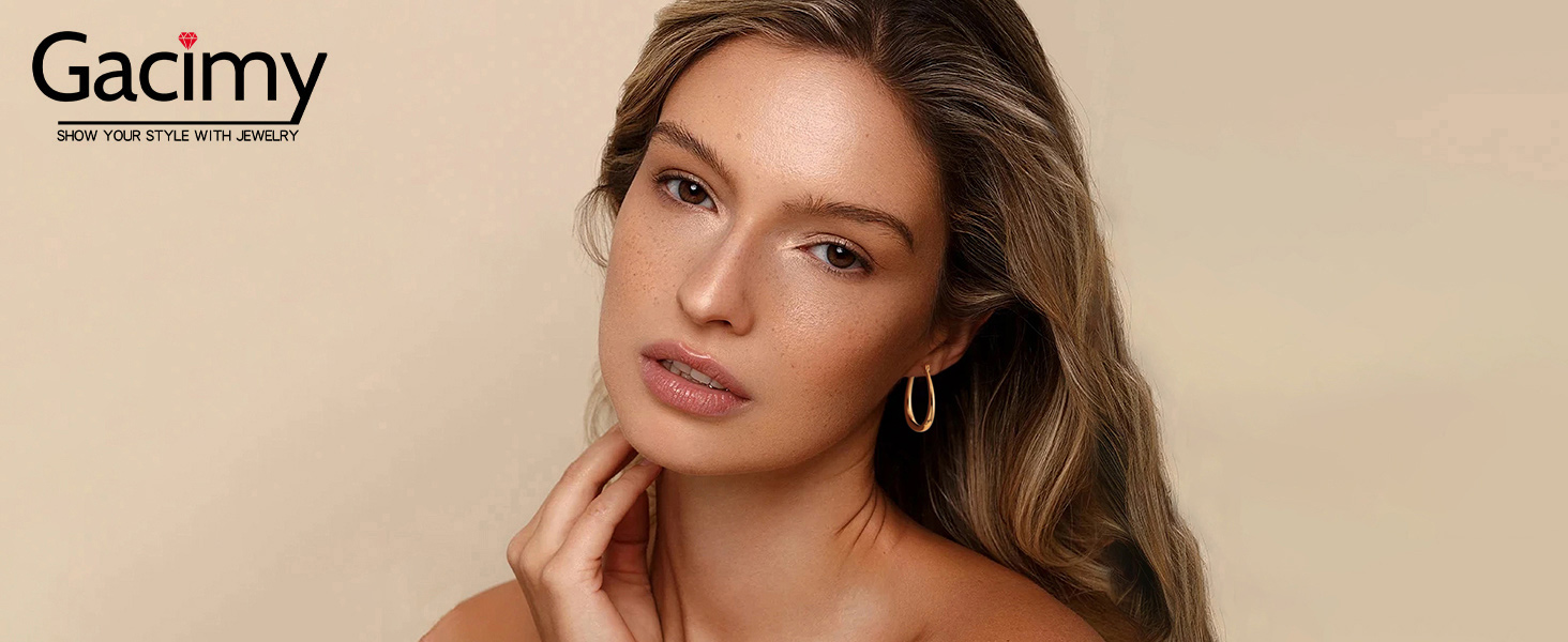 Gacimy Gold Chunky Hoop Earrings for Women