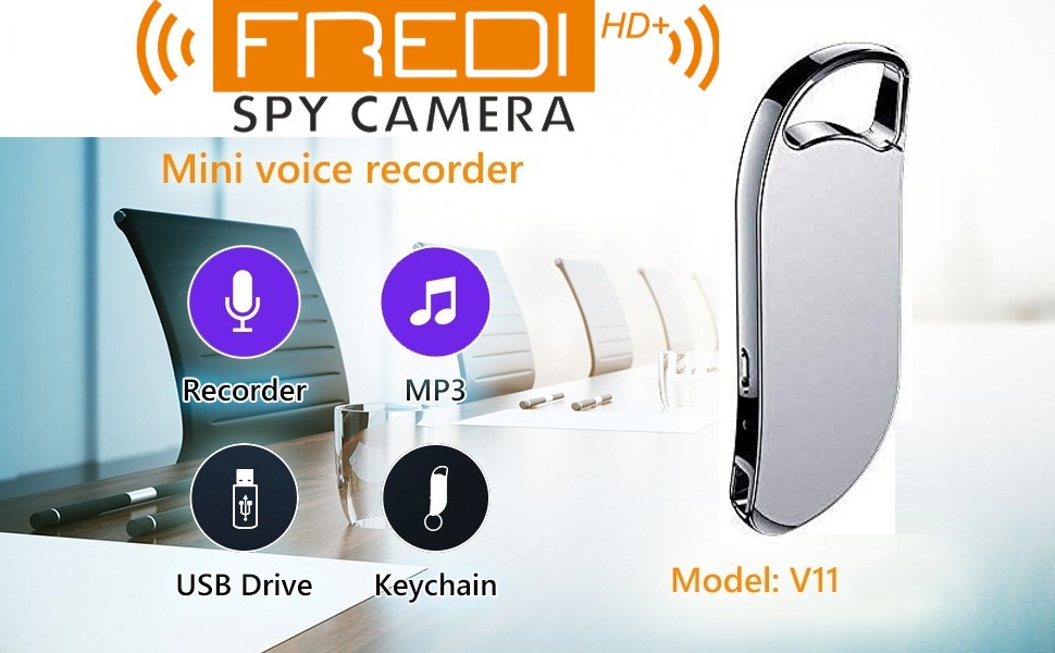 FREDI HD PLUS Spy Secret V11 Keychain Voice Recorder, Small Sized and Portable with 32GB in
