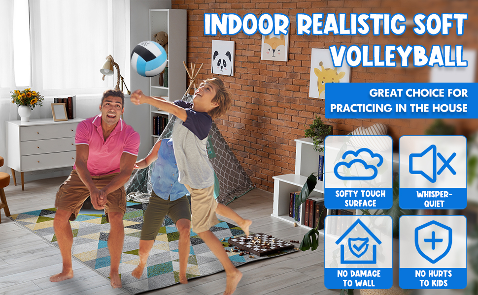Softy Volleyball, Indoor Volleyballs for Inside House and Yard, Safe and Silent Volleyball for Boys