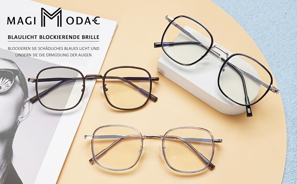 Damen Computerbrille Blaulichtfilter Brille Metall Nerd Anti Blaues Licht Blaulicht Brillen 